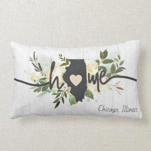 Cojín Lumbar El estado de Illinois personalizó tu ciudad natal