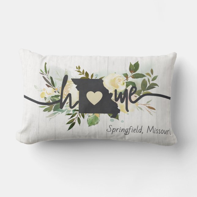 Cojín Lumbar El estado de Misuri personalizó tu ciudad natal (Anverso)