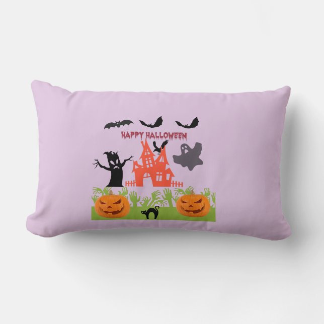 Cojín Lumbar El Fantasma/Raven Se Eleva Sobre La Mansión Húmeda (Anverso)