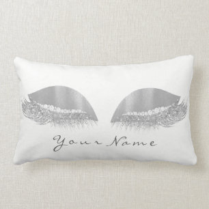 Cojín Lumbar El gris de plata del purpurina observa los