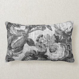 Cojín Lumbar El gris negro y blanco entona la tela floral No.5