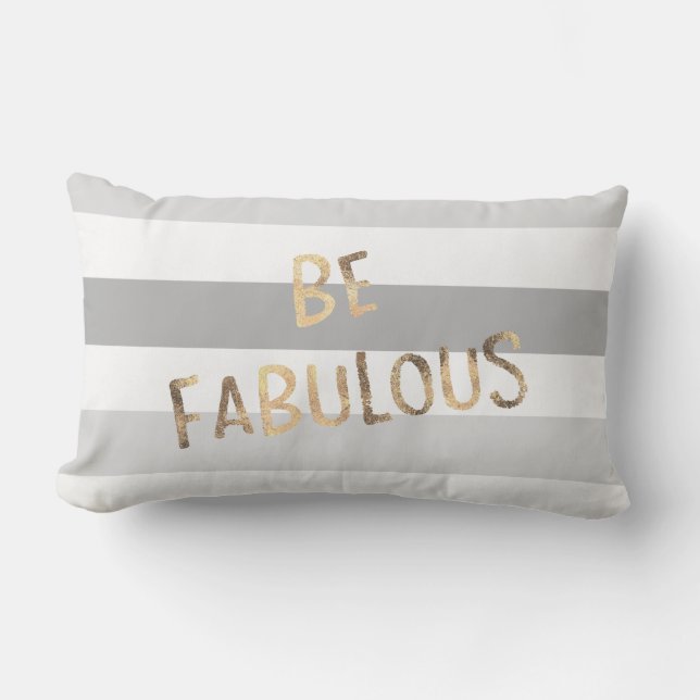 Cojín Lumbar El gris raya el oro sea fabuloso (Anverso)