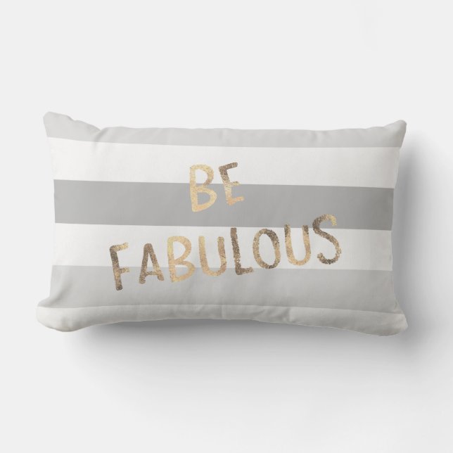 Cojín Lumbar El gris raya el oro sea fabuloso (Anverso)