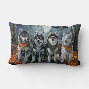 Cojín Lumbar El Husky Siberiano Halloween Spooky