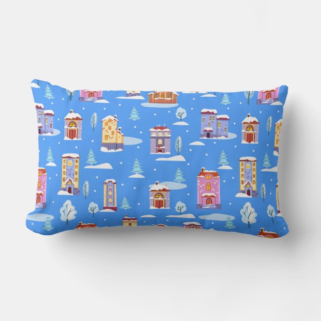 Cojín Lumbar El invierno dibujado a mano sin costura patrón con (Anverso)