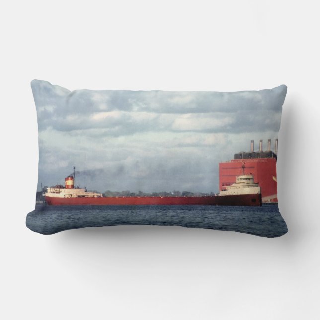 Cojín Lumbar El legendario S.S. Edmund Fitzgerald (Anverso)