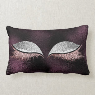 Cojín Lumbar El maquillaje de plata del negro del purpurina