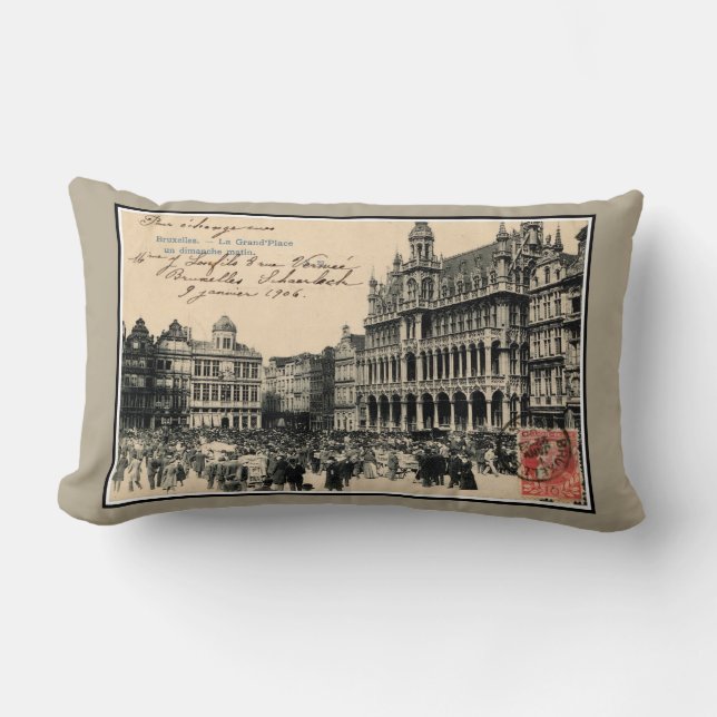 Cojín Lumbar El mercado de los pájaros del lugar de Bruselas (Anverso)