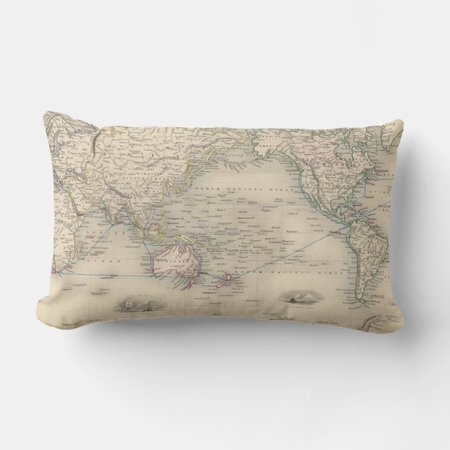 Cojín Lumbar El mundo en la proyección de Mercator (Anverso)