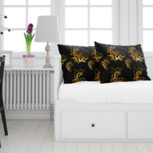 Cojín Lumbar El oro florece en negro