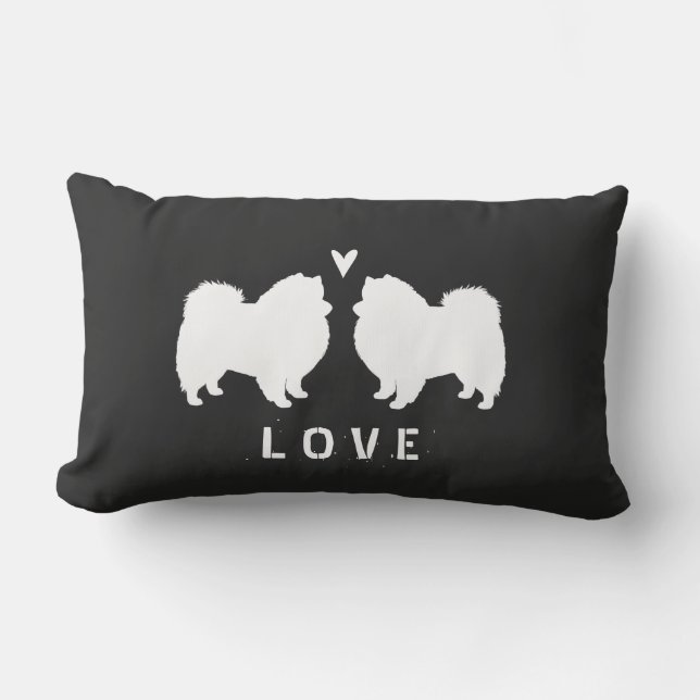 Cojín Lumbar El perro esquimal americano siluetea amor (Anverso)