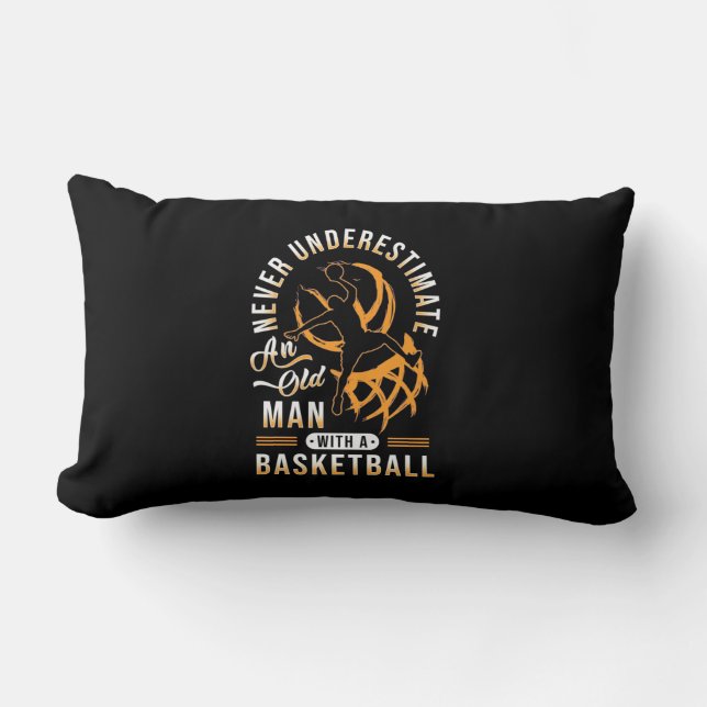 Cojín Lumbar El poder del anciano con un básquetbol (Anverso)