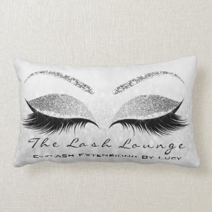 Cojín Lumbar El purpurina de los gris plateados observa belleza