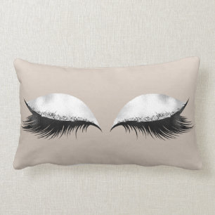 Cojín Lumbar El purpurina de plata observa el gris blanco beige