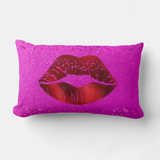Cojín Lumbar El Relieve metalizado rojo negrita levanta un Purp (Anverso)