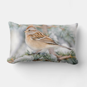 Cojín Lumbar El resplandor de los árboles americanos en inviern