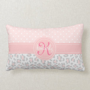 Cojín Lumbar El rosa elegante del estampado leopardo puntea