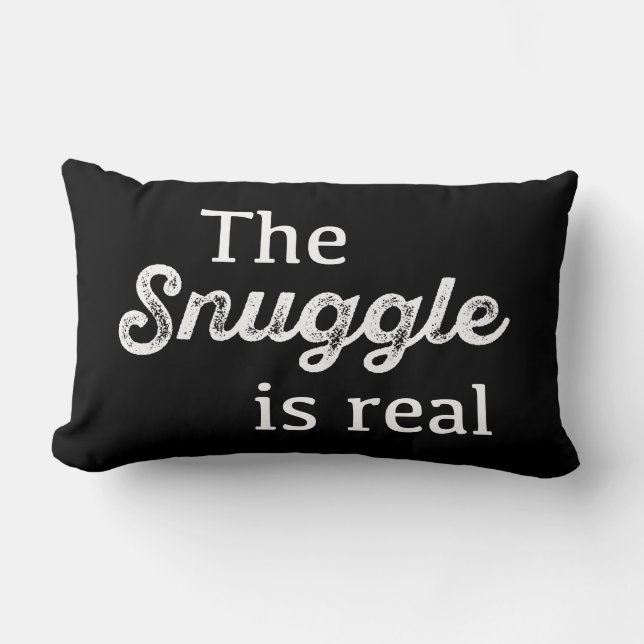 Cojín Lumbar El Snuggle es divertido blanco y negro real (Anverso)