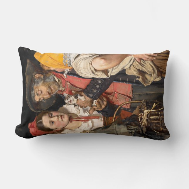 Cojín Lumbar El tesoro del viejo (El gato) (de Karl Gussow) (Anverso)