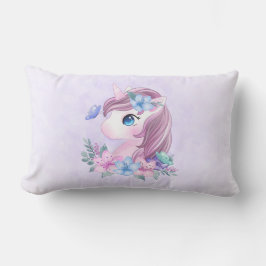 Cojín Lumbar El unicornio de bebé, lindo y mágico, con ojos gra