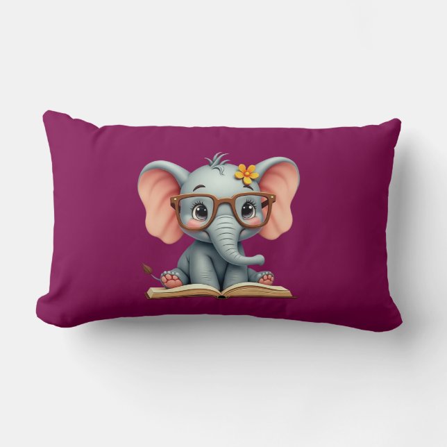 Cojín Lumbar Elefante Bebé Sabio (Anverso)