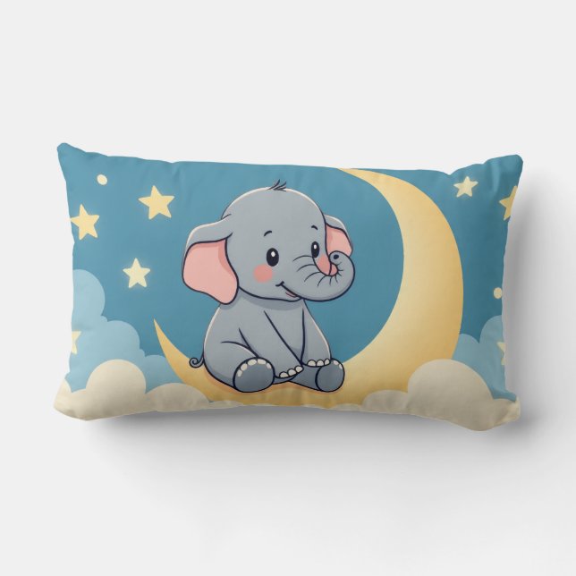 Cojín Lumbar Elefante dulce en la luna - Pillow infantil (Reverso )