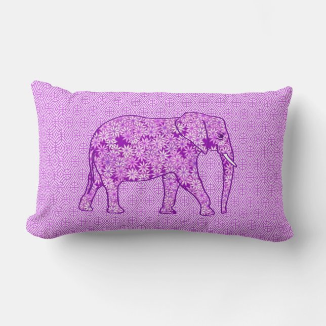 Cojín Lumbar Elefante flor - púrpura amatista (Anverso)