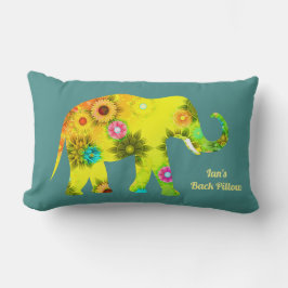 Cojín Lumbar Elefante floral psicodélico personalizado