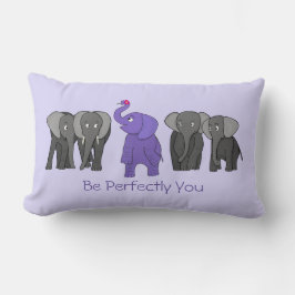 Cojín Lumbar Elefante morado personalizado "Sé perfecto contigo