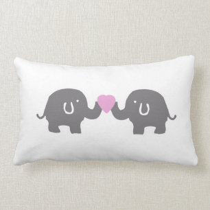 Cojín Lumbar Elefantes blancos y grises lindos con los