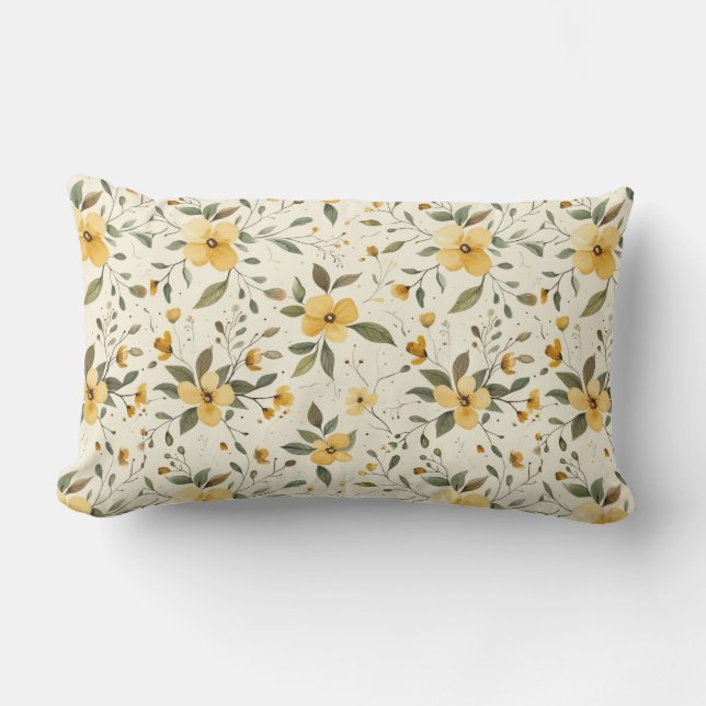 Cojín Lumbar Elegancia del florecimiento dorado (Anverso)