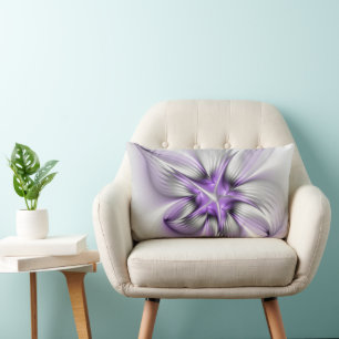 Cojín Lumbar Elegancia floral arte abstracto moderno violeta fr