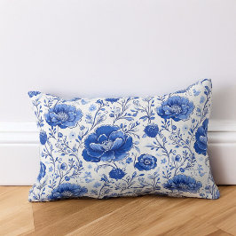 Cojín Lumbar Elegancia floral azul de Rococo