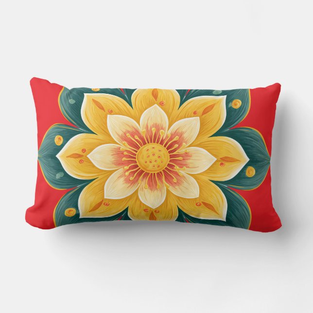 Cojín Lumbar Elegant Floral Print Decorative Pillow (Anverso)
