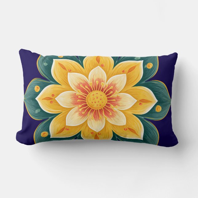 Cojín Lumbar Elegant Floral Print Decorative Pillow (Anverso)
