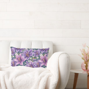 Cojín Lumbar Elegant Purple Lily Floral Oil Painting