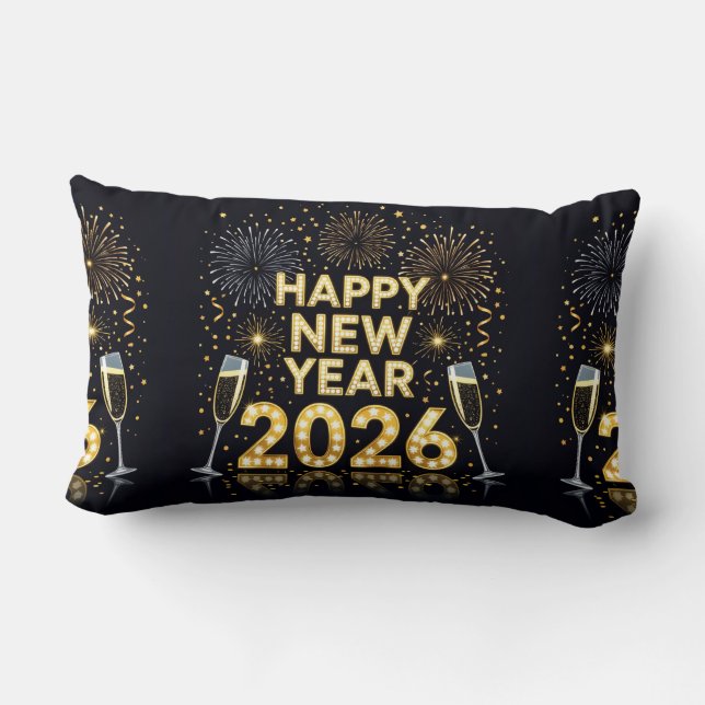 Cojín Lumbar Elegant Silver New Year Throw Pillow (Reverso )
