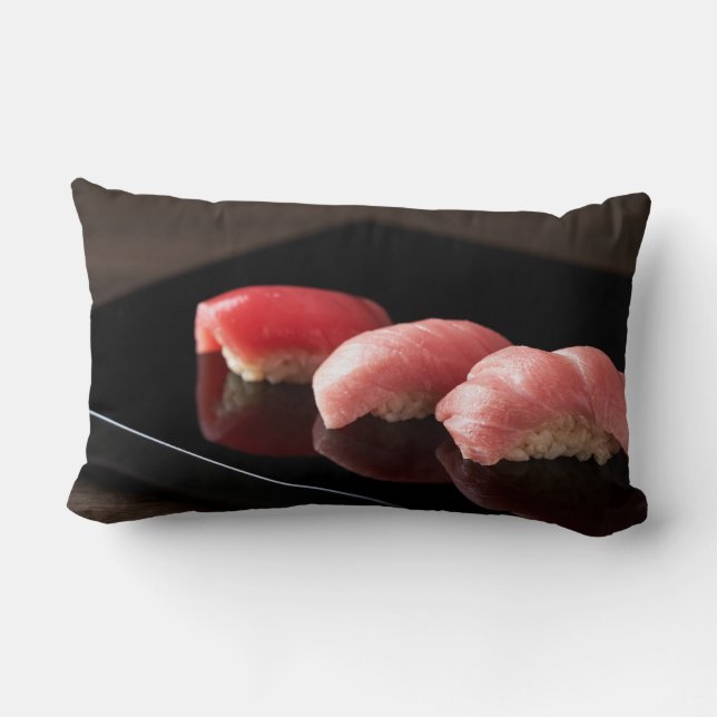 Cojín Lumbar Elegant Tuna Sushi Cushion - Minimalist Black Plat (Reverso )