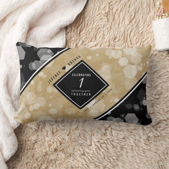 Cojín Lumbar Elegante 1er aniversario de Boda de papel (Manta)