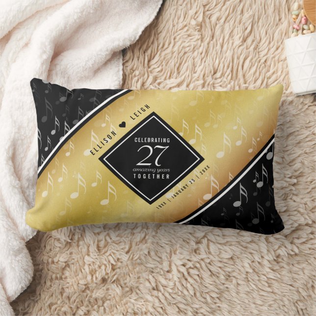 Cojín Lumbar Elegante 27ª celebración del Aniversario del Boda  (Manta)