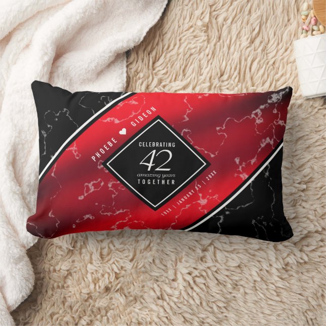 Cojín Lumbar Elegante 42° Aniversario del Boda Jasper (Manta)