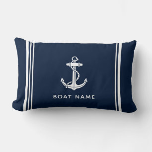 Cojín Lumbar Elegante ancla de barco y nombre
