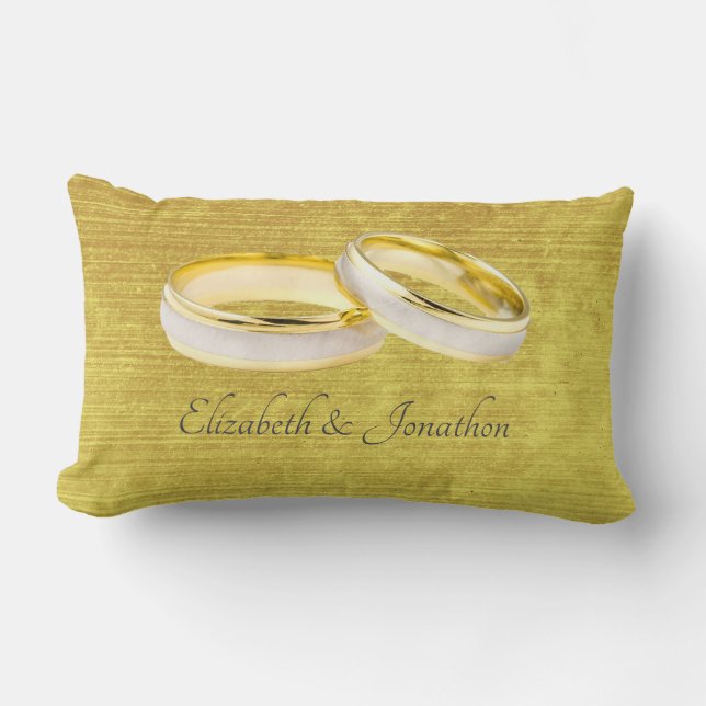 Cojín Lumbar Elegante Anillos Boda simple (Anverso)