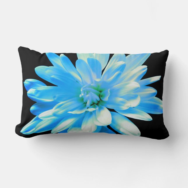 Cojín Lumbar Elegante azul floral azul margarita azul zinnia (Anverso)