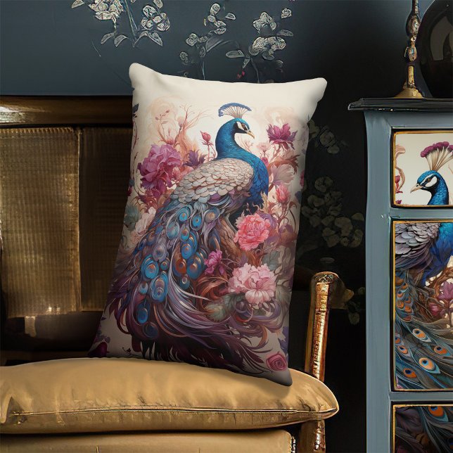 Cojín Lumbar Elegante Boho de época victoriano Decoupage Peacoc (Subido por el creador)