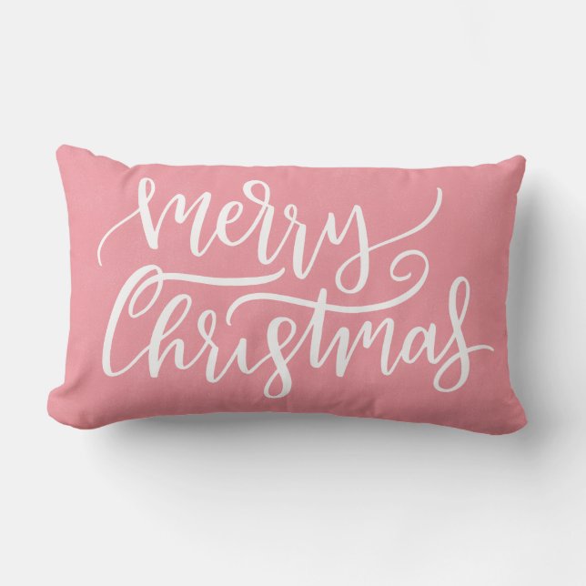 Cojín Lumbar Elegante caligrafía moderna rosa de navidad (Anverso)