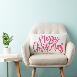 Cojín Lumbar Elegante caligrafía moderna rosa de navidad