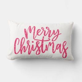 Cojín Lumbar Elegante caligrafía moderna rosa de navidad