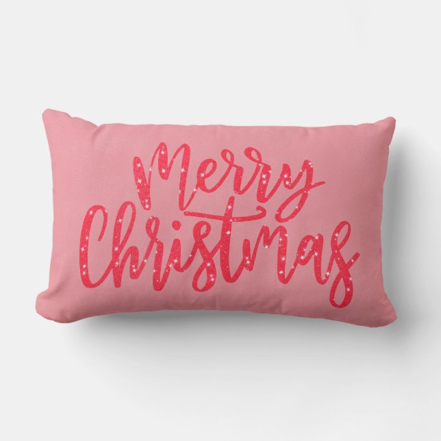 Cojín Lumbar Elegante caligrafía moderna rosa de navidad (Anverso)