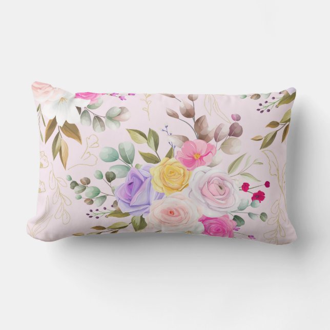 Cojín Lumbar Elegante chic floral (Anverso)